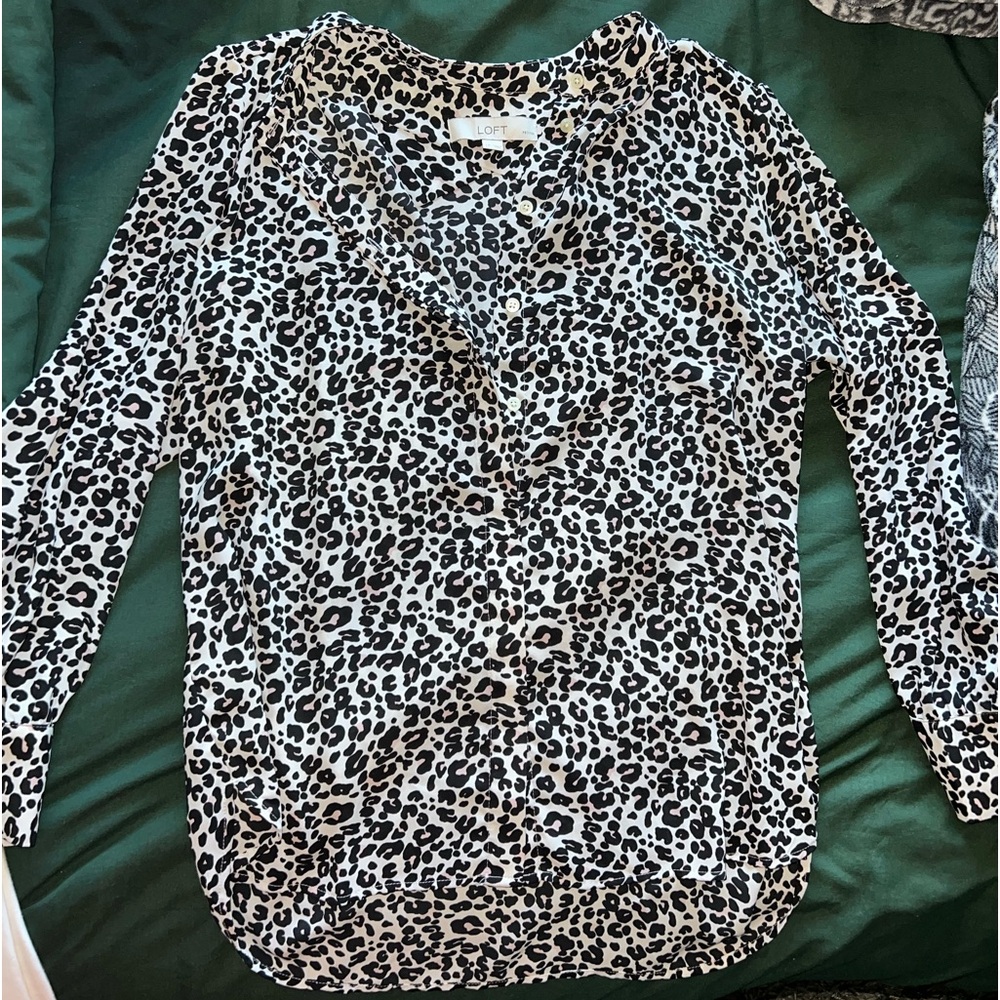Leopard print button-up blouse